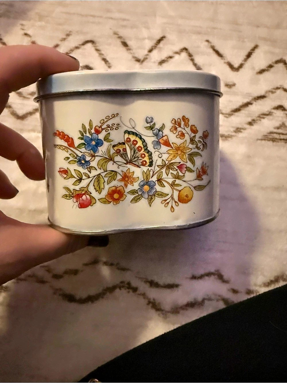 The Tin Box Company of America Vintage Floral Butterfly Tin Storage Canister